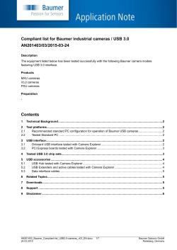 Compliant list for Baumer industrial cameras / USB