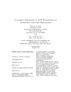 A Complete Bibliography of ACM Transactions on Architecture and