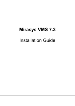 Mirasys VMS 7.3 - Installation Guide EN