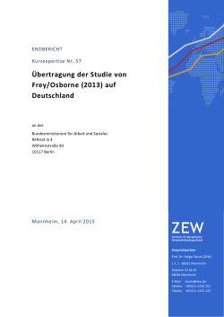 Ãbertragung der Studie von Frey/Osborne (2013) auf Deutschland