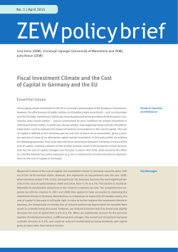 Fiscal Investment Climate and the Cost of Capital in Germany and
