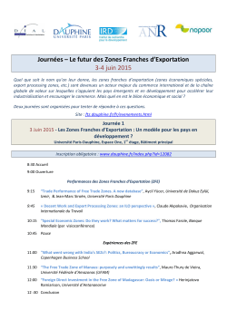 JournÃ©es â Le futur des Zones Franches d`Exportation 3-4 juin