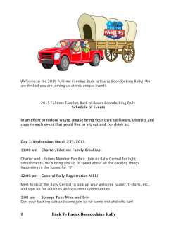 2015 Back to Basics rally schedule