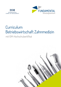 Curriculum Betriebswirtschaft Zahnmedizin