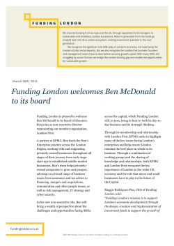 Funding London welcomes Ben McDonald to its board