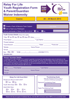 Relay For Life Youth Registration Form & Parent/Guardian Waiver