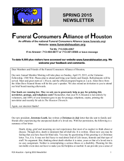2015 Spring Newsletter - Funeral Consumers Alliance of Houston