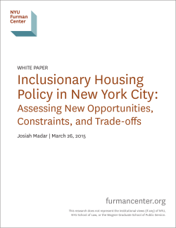 Inclusionary Housing Policy in New York City: