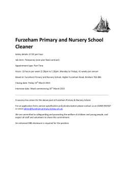 Advert for Cleaner - Furzeham Primary and Nursery School