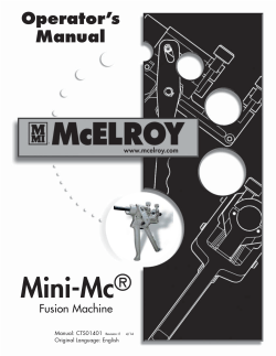 MiniMc Operator`s Manual - McElroy Manufacturing, Inc.