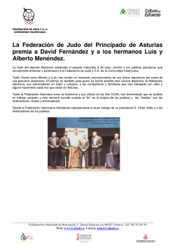 La FederaciÃ³n de Judo del Principado de Asturias premia a David