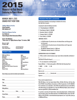 FWA2015 Women of the Year Awards Reservation Form