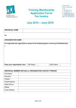 Training Membership Application Form/ Tax Invoice July