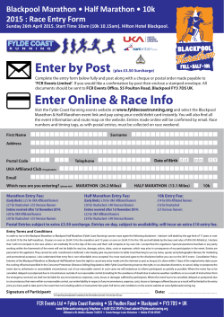 Blackpool Marathon-Half-10k - Entry Form