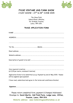 Trade Application Pack 2015 - Fylde Vintage and Farm Show