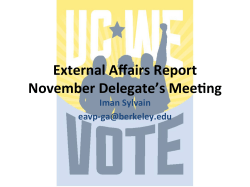 External Affairs Report November Delegate`s Mee ng