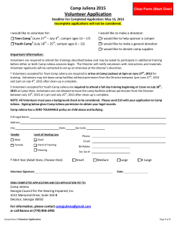 2015 Camp Juliena Volunteer Registration Form