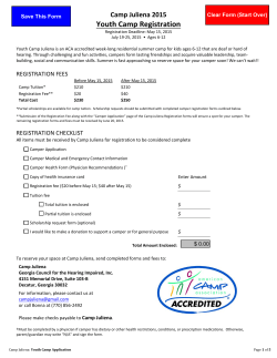 2015 Youth Camp Juliena Registration Form