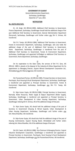 IAS Transfer - General Administration Department, Govt. of Gujarat