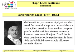 Chap 11. Lois continues Carl Friedrich Gauss (1777 - 1855