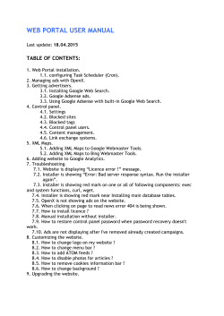 WEB PORTAL USER MANUAL