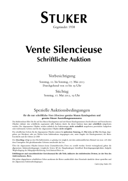 Textteil des separaten Kataloges "Vente Silencieuse"