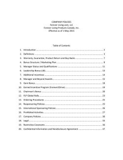 COMPANY POLICIES Forever Living.com, LLC Forever Living