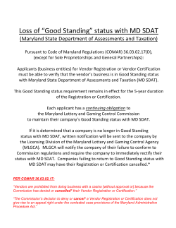 Loss of âGood Standingâ status with MD SDAT
