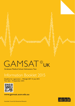 GAMSAT Â© UK - Information Booklet 2015
