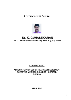 Curriculum vitae - Ganga Anaesthesia Refresher Course from 26 th
