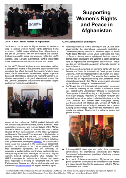 Supporting Women`s Rights and Peace in Afghanistan