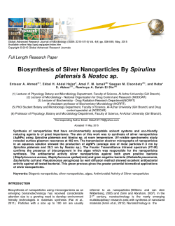 Biosynthesis of Silver Nanoparticles By Spirulina platensis & Nostoc