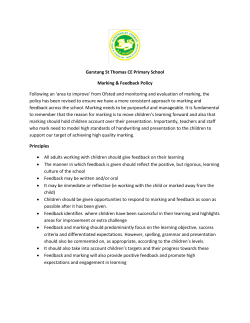 Marking and Feedback Policy - Garstang St Thomas` CE Primary