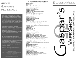 view our E-Liquid Menu - Gaspar`s Resistance Vape Shop & Lounge