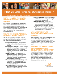 PDD My Life: Personal Outcomes Index