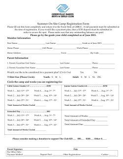 Please fill out form completely and return to the Front Desk at GBBGC