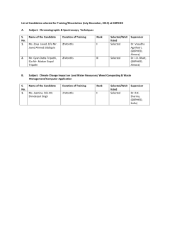 Selected Candidates for July-December 2015