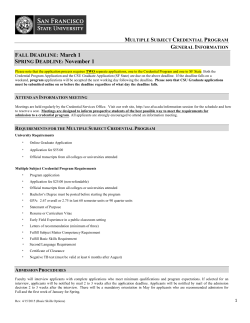 Multiple Subject Credential Program Admissions Packet