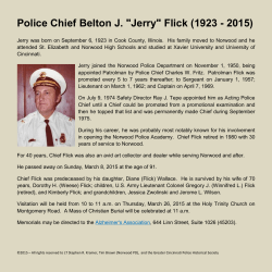 "Jerry" Flick - The Greater Cincinnati Police Historical Society Museum