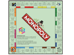 DT Monopoly rules: Players roll a dice & move a counter around the