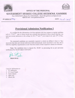 Provisional Admission notification for B.G 2nd & 3rd Year Session
