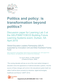 GELP â Politics and policy - Global Education Leaders` Partnership