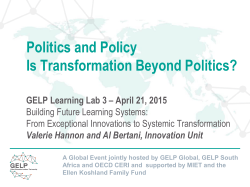 Politics and Policy Is Transformation Beyond Politics?