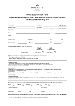 ROOM RESERVATION FORM 8th May 2015 to 10th May 2015
