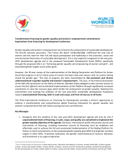 UN Women`s key messages on Financing for Development