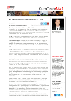 An Interview with Richard Williamson, CEO, G10