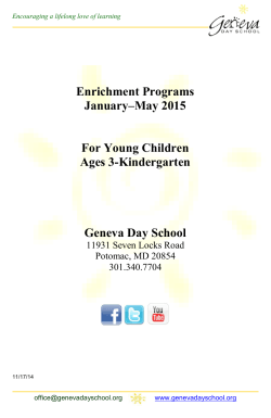 Enrichment Programs JanuaryâMay 2015 For Young Children Ages