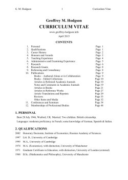 CURRICULUM VITAE - Geoffrey Hodgson`s website