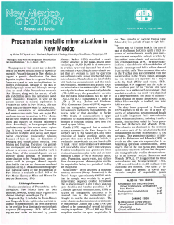 Precam brian metallic min eralization in New Mexico