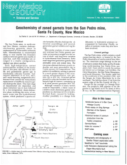 Geochemistry of zoned garnets lrom the San Pedro mine, Santa Fe